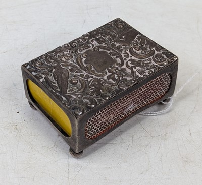 Lot 292 - A Victorian silver matchbox case, repousse...