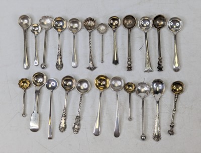 Lot 321 - A collection of silver salt spoons, various...