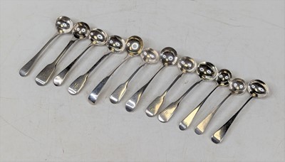 Lot 325 - A collection of silver mustard spoons, various...