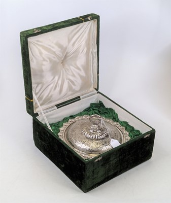 Lot 329 - A white metal tureen and cover, the lid...