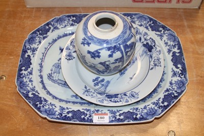 Lot 180 - An 18th century Chinese blue and white...