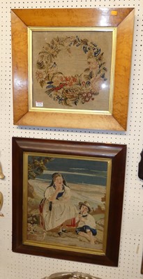 Lot 1179 - *Two Victorian needlework wall panels, one...