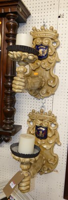 Lot 1183 - *A pair of decorative Continental painted wood...
