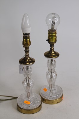 Lot 131 - A pair of Waterford cut crystal and brass...