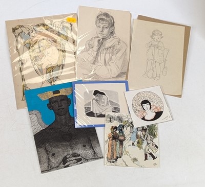 Lot 423 - A collection of artworks, to include a female...