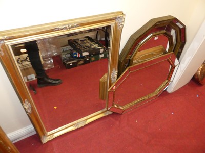 Lot 1221 - Two Art Deco style gilt decorated wall mirrors,...