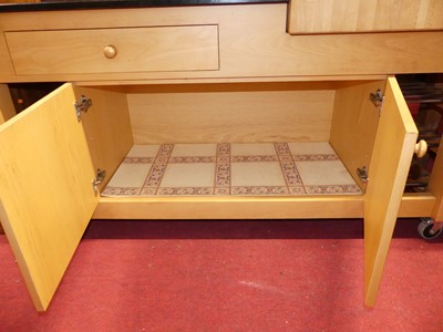 Lot 1290 - A contemporary beech long kitchen work table,...