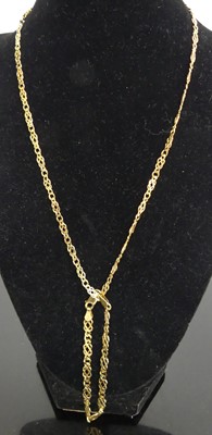 Lot 373 - A modern 9ct gold flatlink necklace, 44cm;...