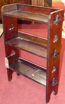 Lot 1329 - A 1930s stained oak small three-tier open...
