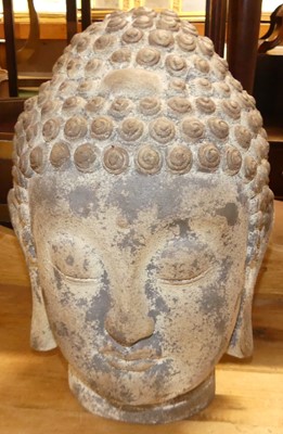 Lot 1338 - A contemporary composite Buddha head, h.34cm