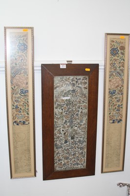 Lot 474 - A Chinese embroidered panel, depicting figures...