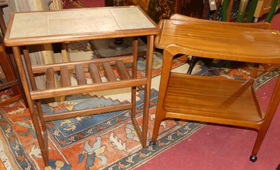 Lot 1361 - A 1970s teak and tile top inset side table,...