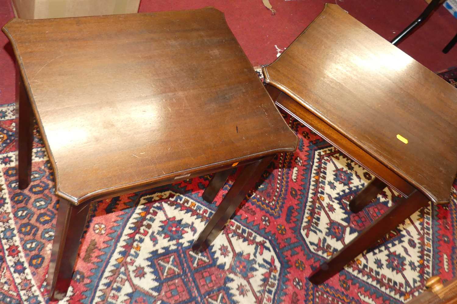 Lot 1375 - A pair of reproduction mahogany square low...