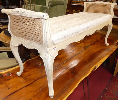 Lot 1400 - A French cream painted and floral decorated...