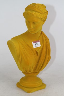 Lot 514 - A modern yellow velvet clad bust of Artemis, h....