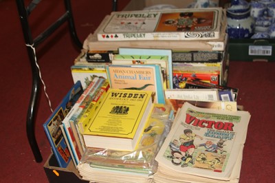 Lot 587 - Two boxes of vintage comics, annuals and board...