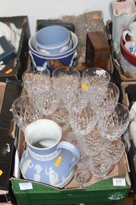 Lot 621 - A collection of crystal drinking glasses,...