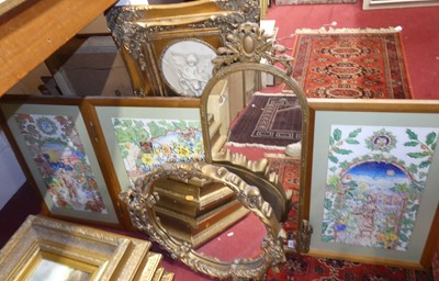 Lot 1086 - *A gilt composition framed oval wall mirror;...