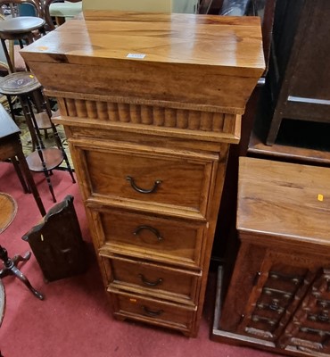 Lot 1435 - *A contemporary Eastern teak narrow chest of...