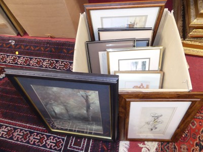 Lot 1088 - A box of assorted pictures and prints, to...