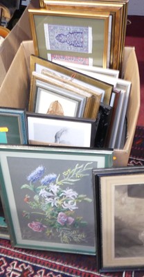 Lot 1089 - *A box of assorted pictures and prints, to...