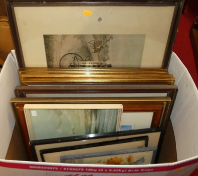 Lot 1097 - A box of assorted pictures and prints, to...