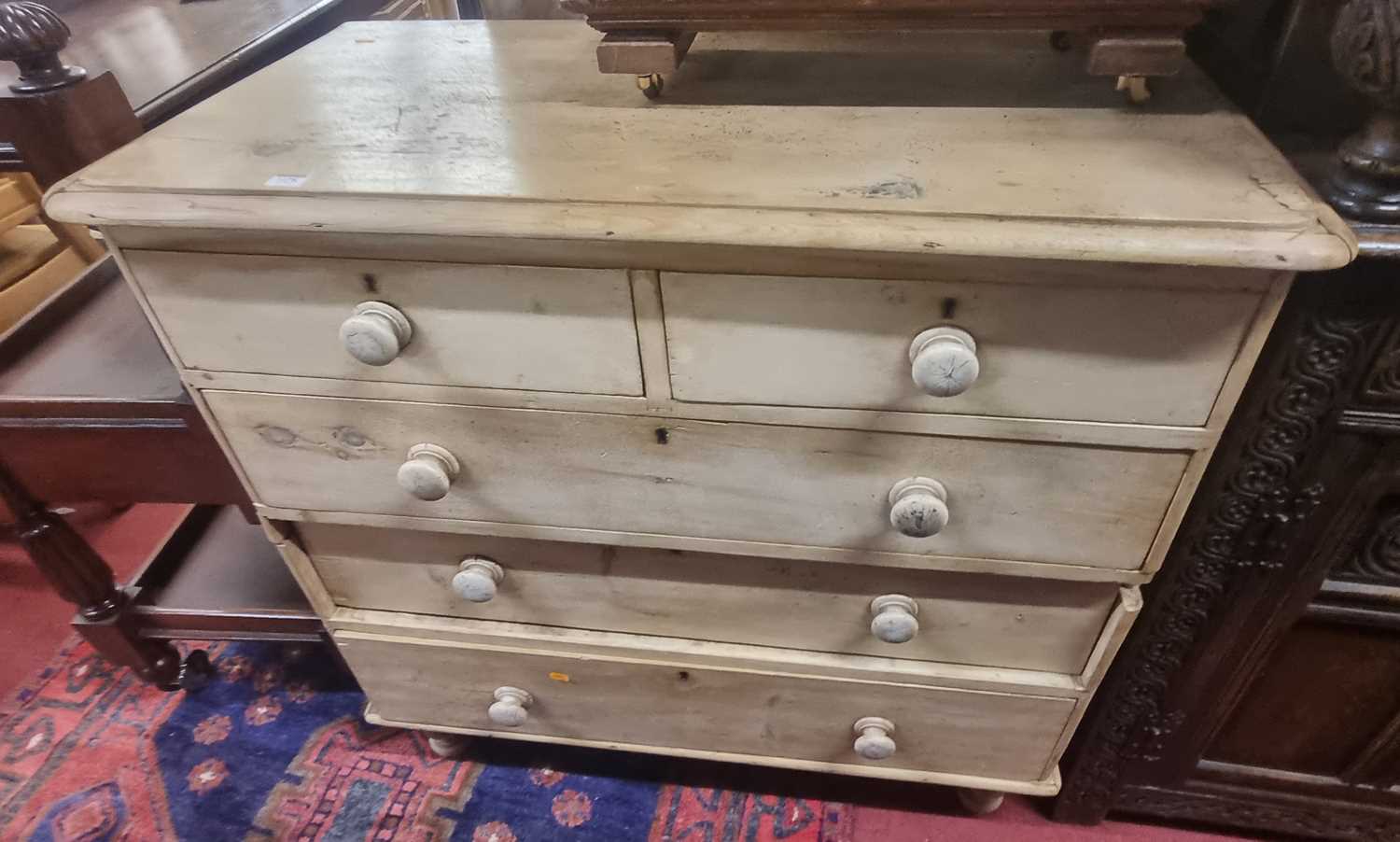 Lot 1478 - A Victorian pine round cornered chest of two...