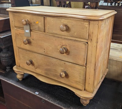 Lot 1479 - A 19th century pine low chest of two short...