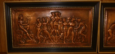 Lot 1133 - *A pair of neo-classical copper relief panels,...