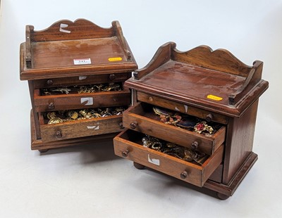 Lot 341 - A pair of teak four drawer collectors chests,...