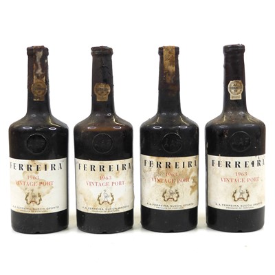 Lot 1312 - Ferreira vintage port, 1963, four bottles