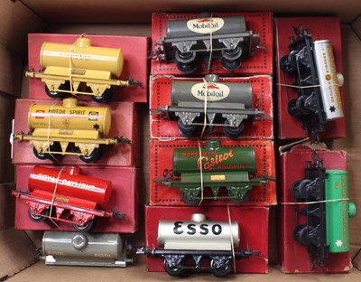 Lot 277 - Ten Hornby tank wagons: Pre-war – Esso, buff...