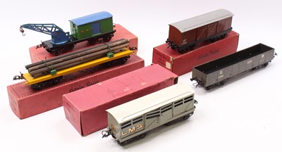 Lot 278 - Five No.2 bogie wagons: 1935-9 Lumber, yellow...