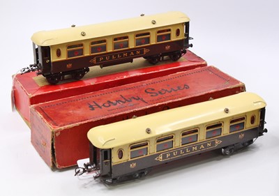 Lot 286 - Two Hornby No.2 Pullman coaches, brown & cream:...