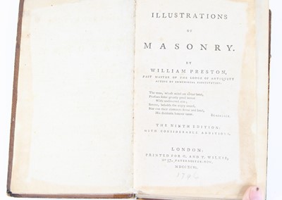 Lot 1023 - Preston, William: Illustrations Of Masonry,...