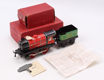 Lot 182 - Post-war Hornby M1 loco & tender, red body,...