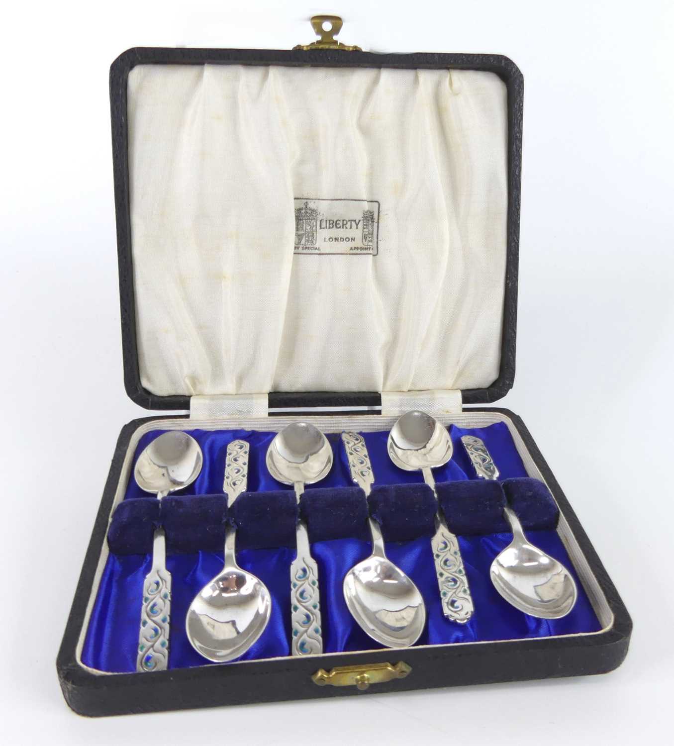Lot 93 - Liberty & Co - a cased set of six 1950s silver...