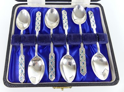 Lot 93 - Liberty & Co - a cased set of six 1950s silver...