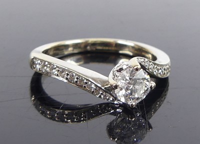 Lot 1269 - A white metal Tolkowsky diamond solitaire ring,...