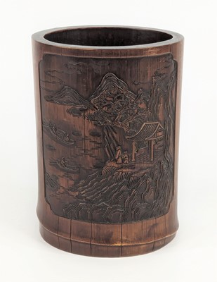 Lot 1425 - A Chinese bamboo brush pot, 19th century,...