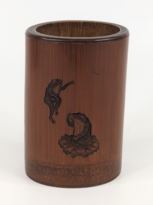 Lot 1422 - A Chinese bamboo brush pot, 19th century,...