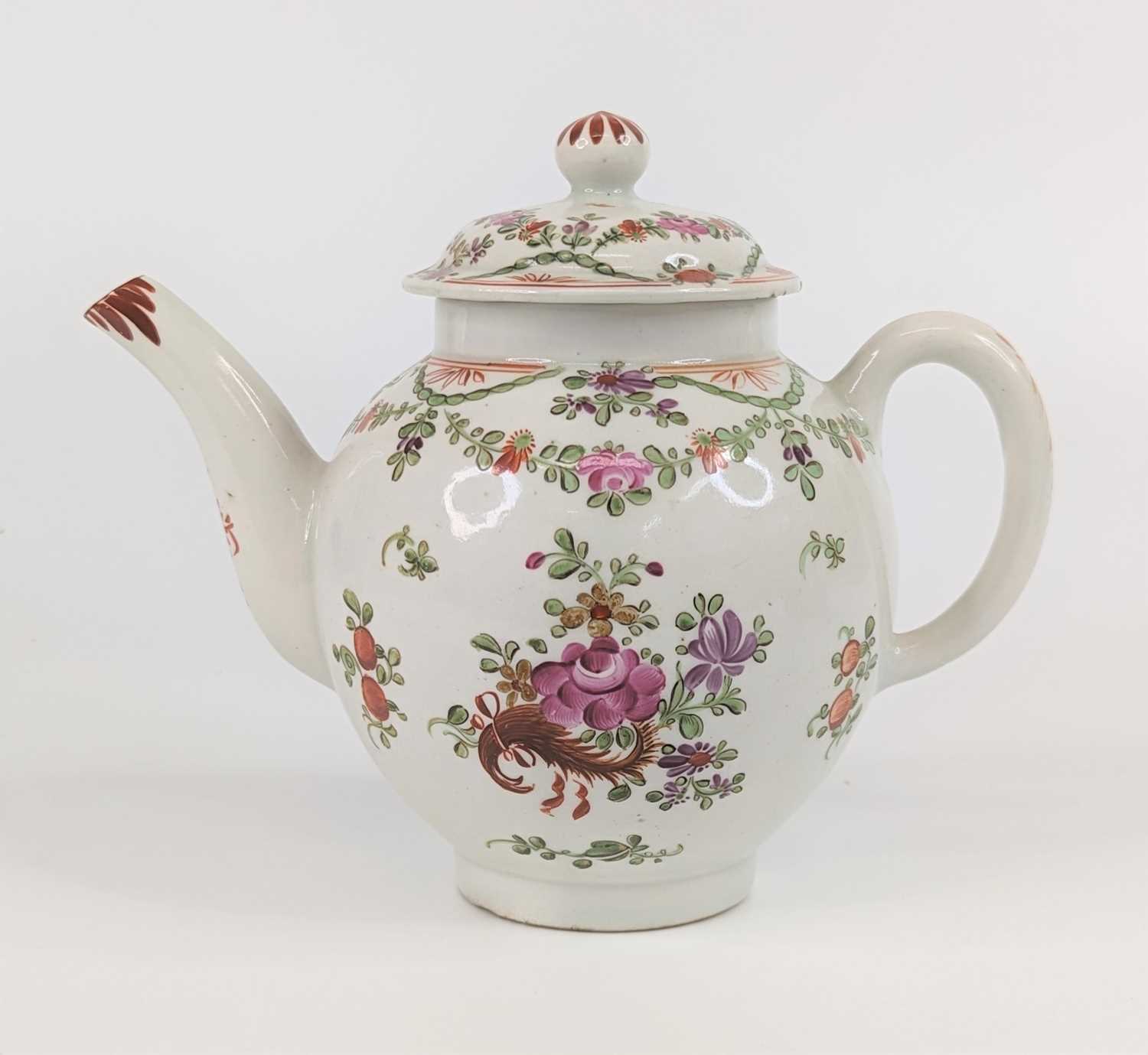 Lot 1099 - A Lowestoft porcelain teapot, circa 1780, of...