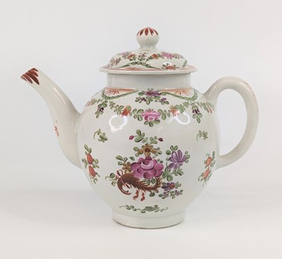 Lot 1099 - A Lowestoft porcelain teapot, circa 1780, of...