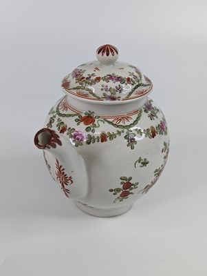 Lot 1099 - A Lowestoft porcelain teapot, circa 1780, of...