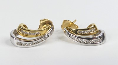 Lot 2673 - A pair of 18ct yellow and white gold diamond...