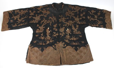 Lot 1433 - A late Qing Dynasty Chinese embroidered short...