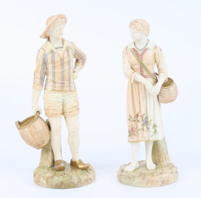 Lot 1117 - A pair of Royal Worcester blush porcelain...
