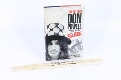 Lot 783 - Don Powell, a pair of Shaw X drumsticks, each...