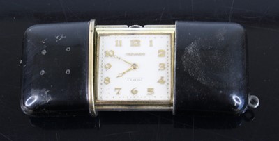 Lot 1315 - An Art Deco Movado silver and black enamel...