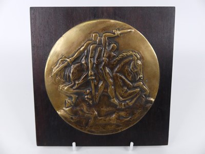 Lot 170 - A cast bronze circular plaque,  abstract...